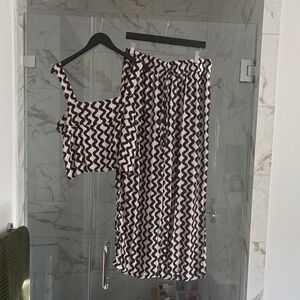 Mister Zimi Black and Cream Zigzag Skirt Set